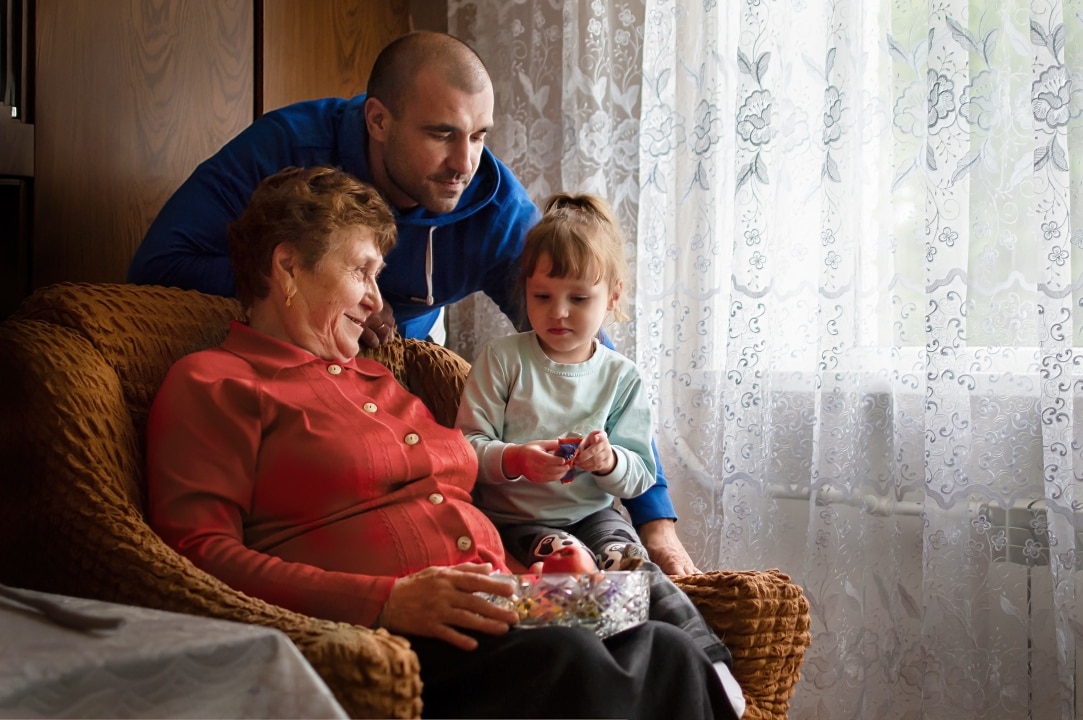  Family with children and elderly members showing vulnerable populations at higher risk